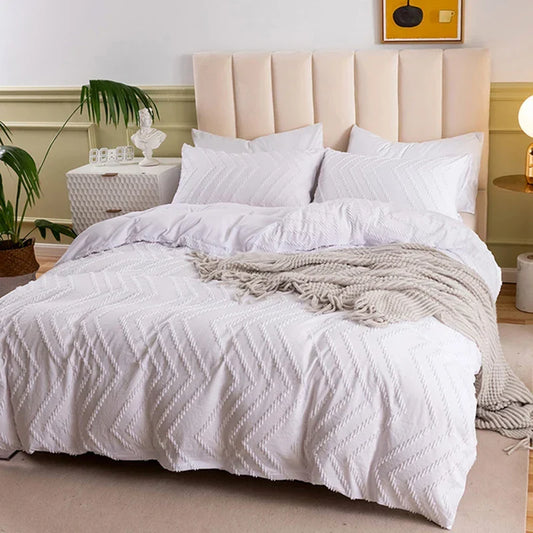Afralia™ White Nordic Style Cut Flowers Duvet Cover Set for King, Queen, Twin Sizes