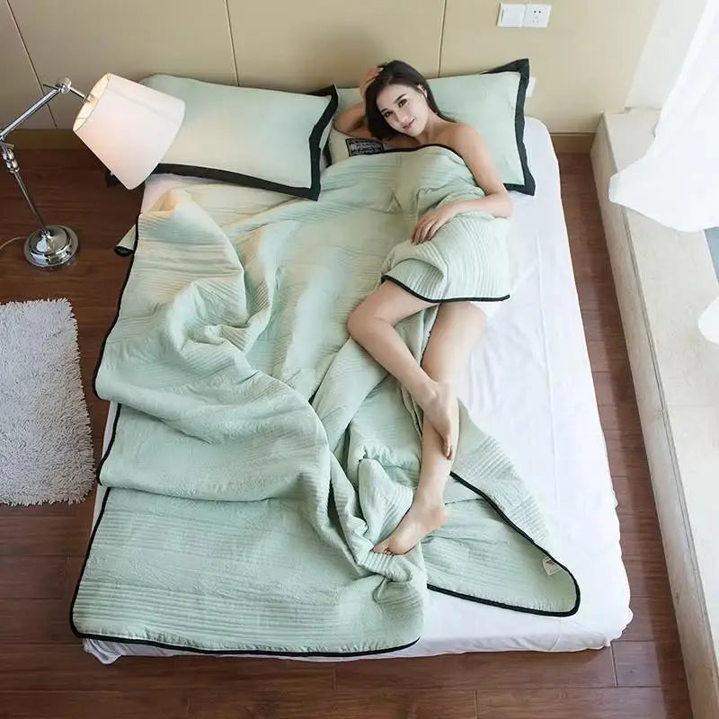 Afralia™ Summer Cool Thin Quilt: Single Double Bed Sofa, Solid Color Air Conditioning Blanket