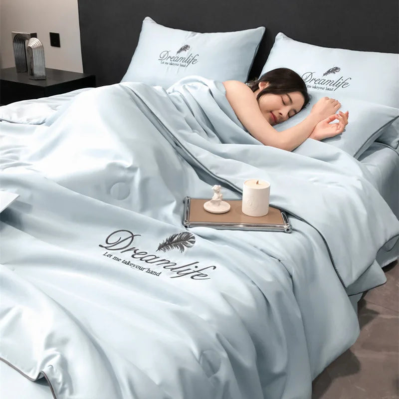 Afralia™ Silk Single Summer Cooling Quilt | Lightweight & Breathable Comforter for Home