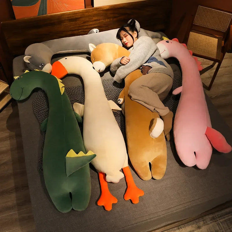 Afralia™ Cartoon Animal Side Sleeping Body Pillow - Soft, Fluffy, Lovely Throw Pillow