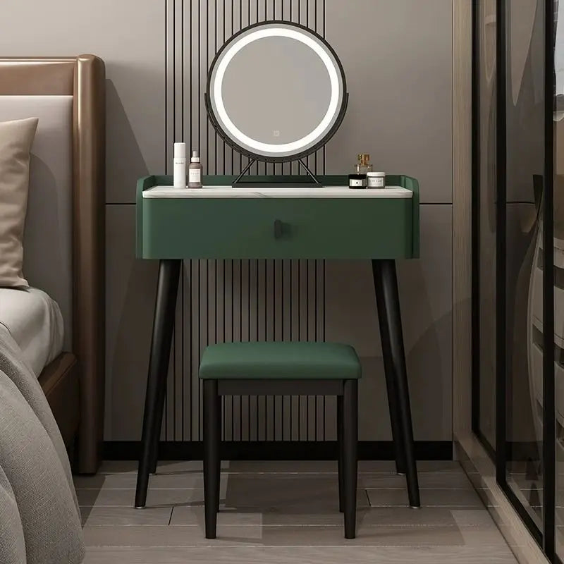 Afralia™ Modern Luxury Dressing Table Desk for Women - Nordic Style Organizer Desk Mirror