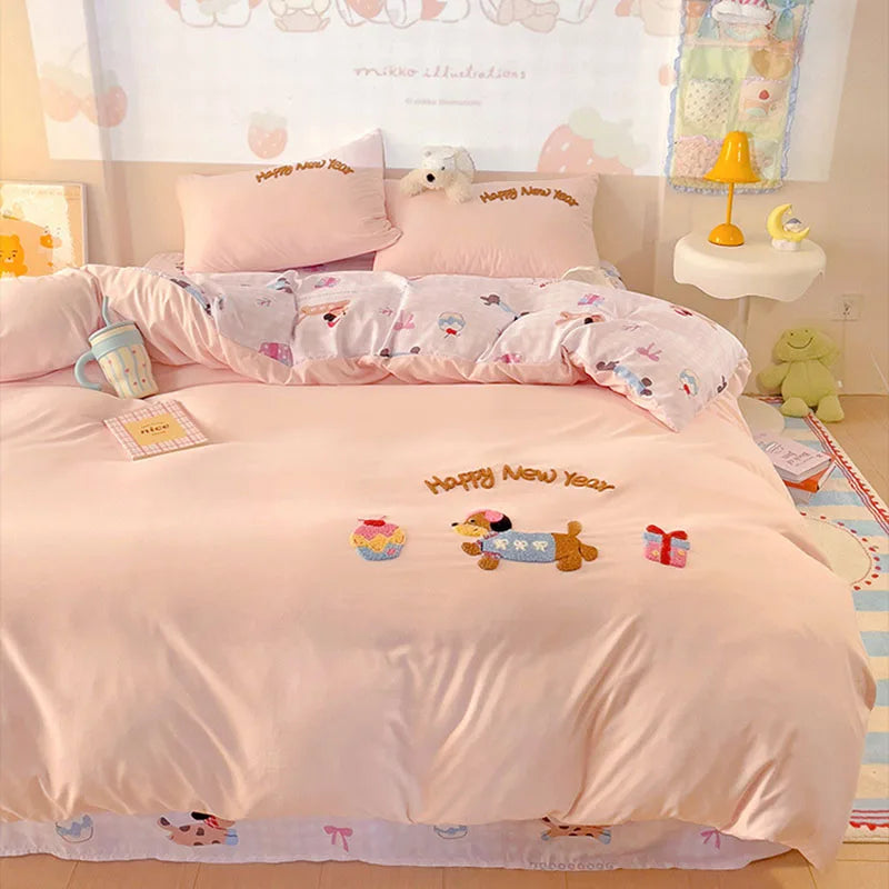 Afralia™ Cloud Cotton Cartoon Bedding Set - Soft, Skin-Friendly, All Seasons