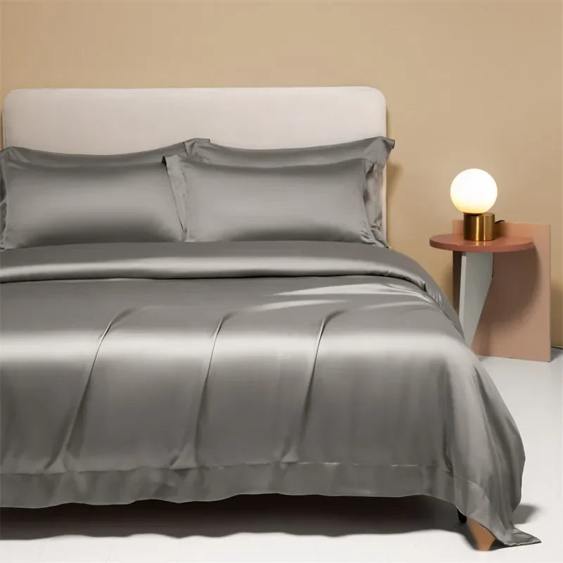 Afralia™ 120S Natural Fabric Bedding Set Summer Cooling Fitted Sheet Skin Friendly Bedclothes