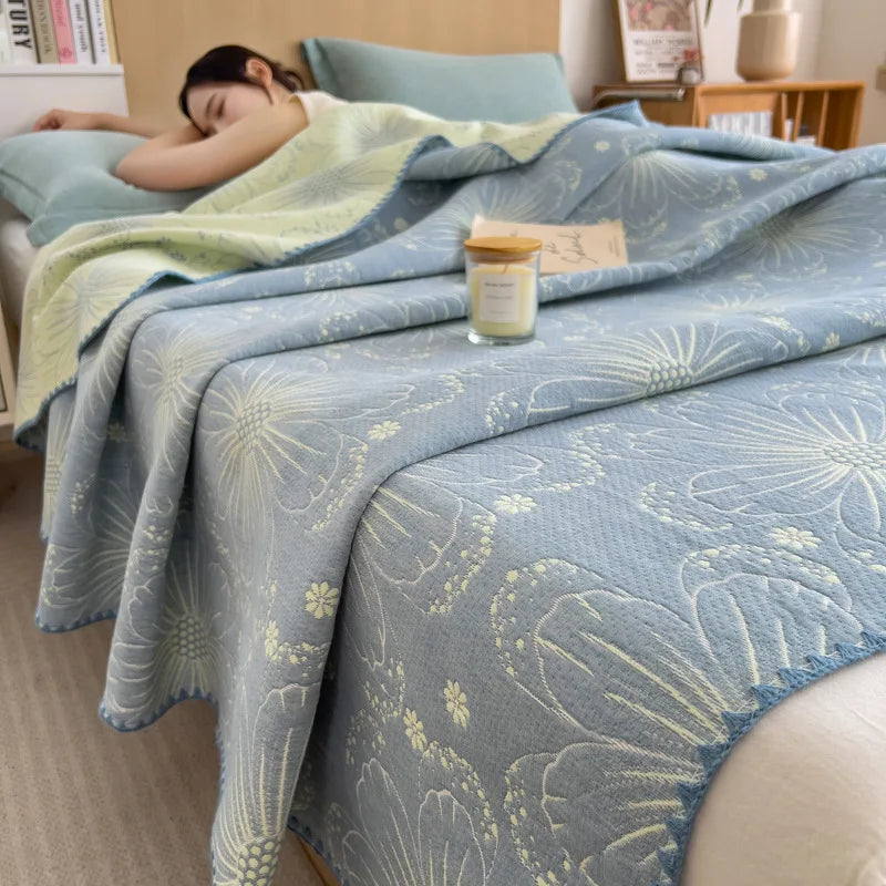 Afralia™ Cotton Towel Blanket, Rural Printed Thin Quilt - Luxury Breathable Bedspread