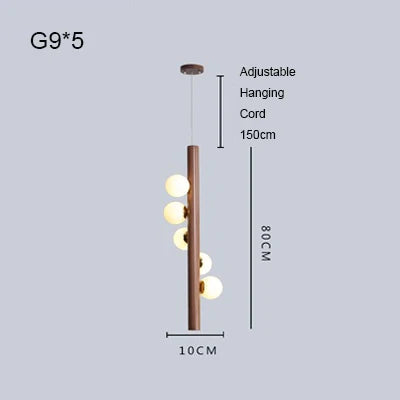 Afralia™ Nordic Walnut Glass Pendant Chandelier - Dimmable Restaurant Decor Lighting