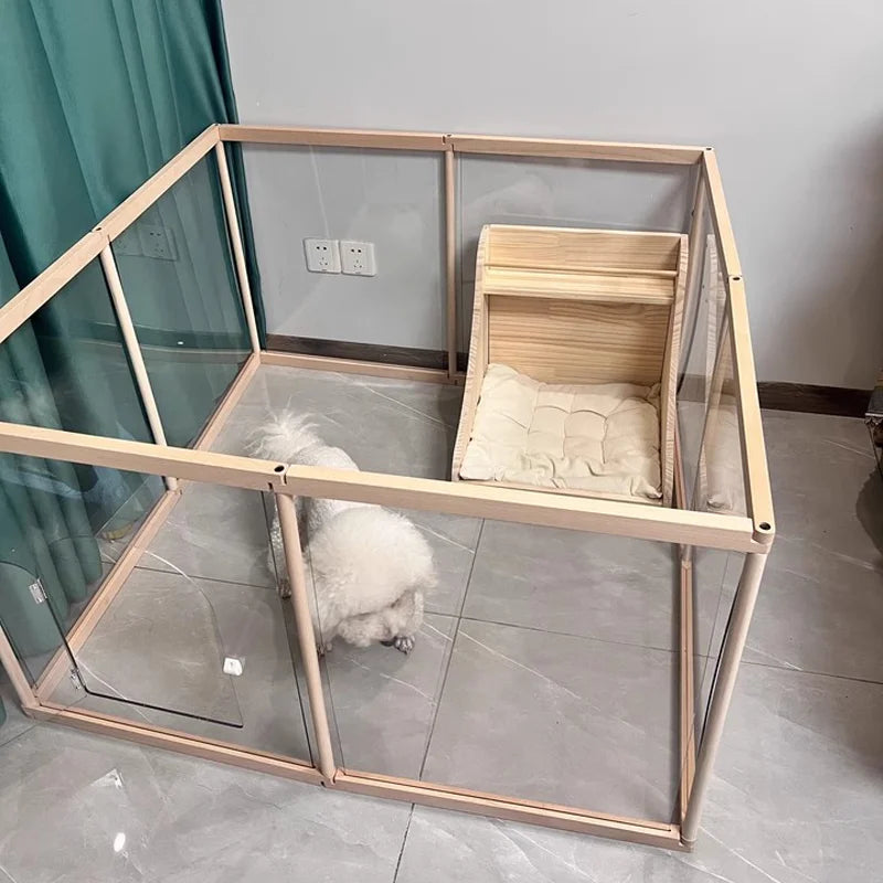 Afralia™ Pet Pen Dog Cage with Fence & Isolation Gate for Small & Medium Dogs