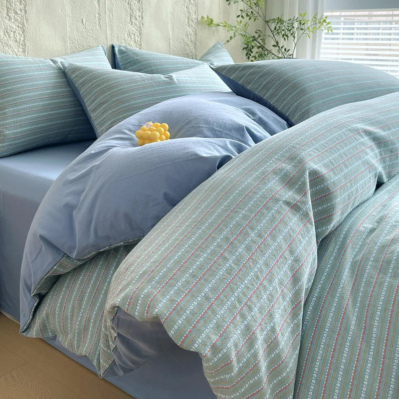 Afralia™ Luxury Striped Jacquard Cotton Bedding Set - Ultra Soft Duvet Cover Kit