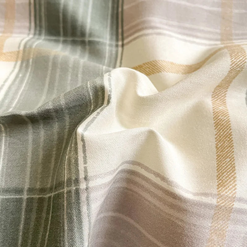 Afralia™ Grid Print Cotton Bedding Set for Single Double Beds