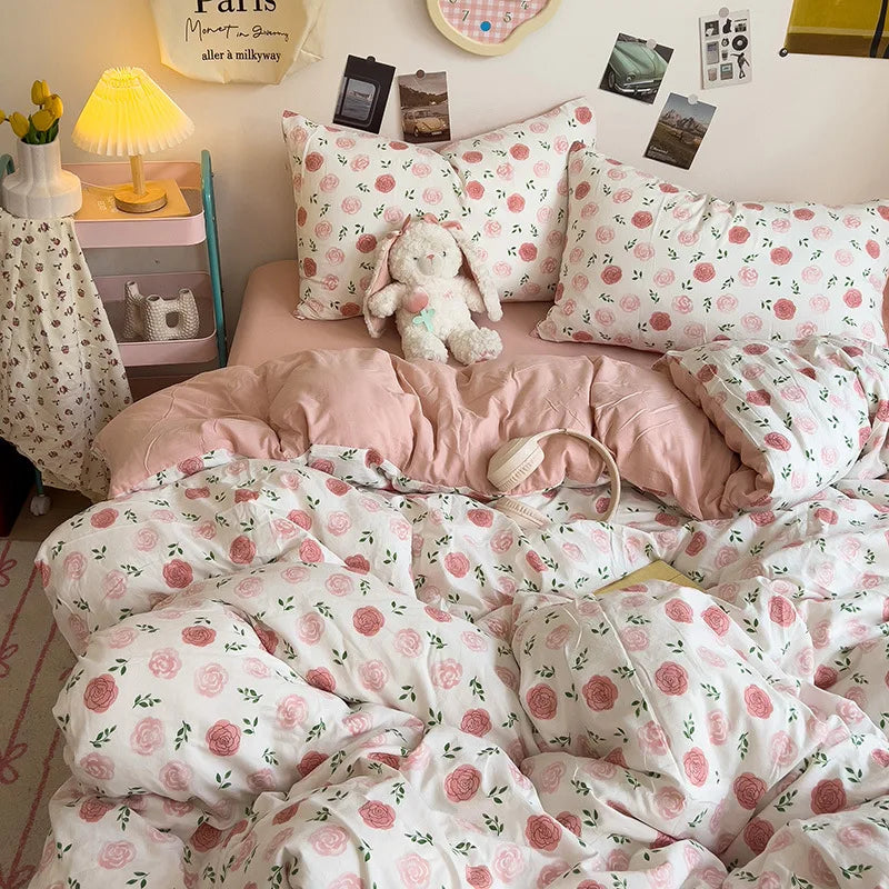 Afralia™ Korean Floral Print Single Duvet Cover: Sweet Comfort, All Seasons, Skin-Friendly