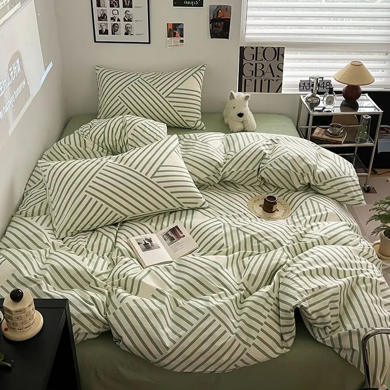 Afralia™ Nordic Cotton Printed Bedding Set for Twin Beds - Ultra Soft & Skin Friendly Home Bedclothes