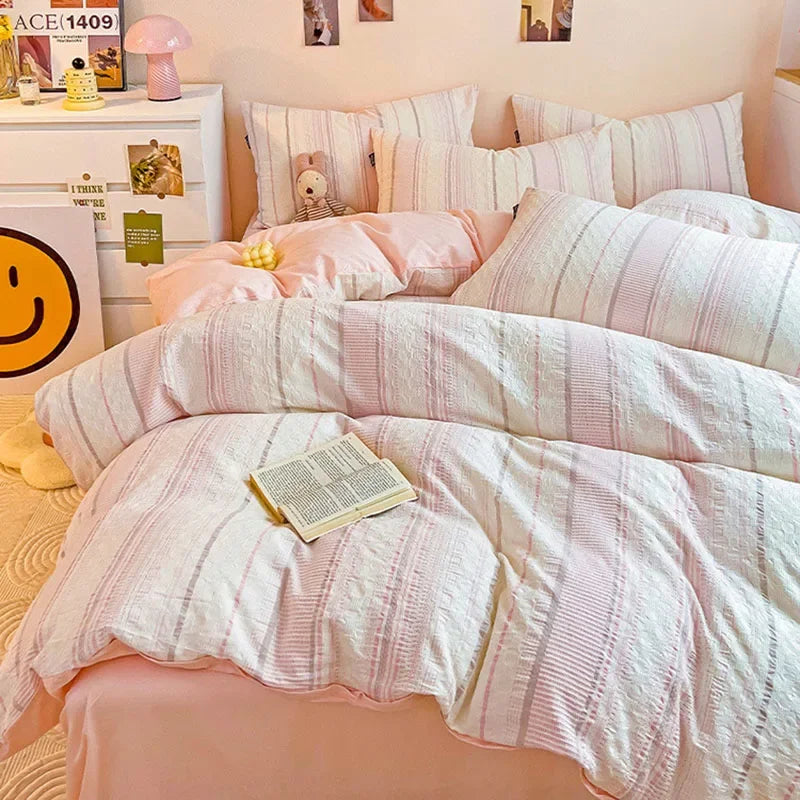 Afralia™ Jacquard Cotton Bedding Set for Queen King Size - Skin Friendly Comforter Cover