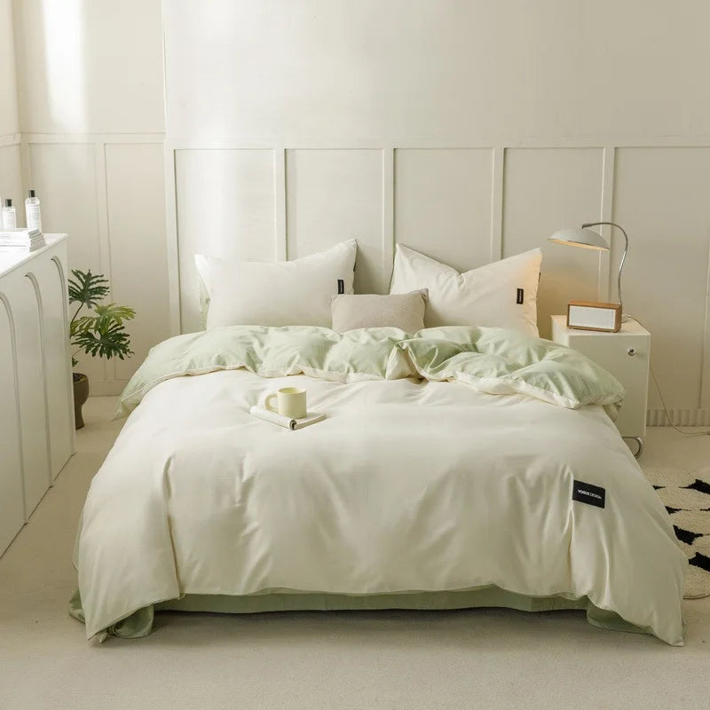 Afralia™ Double-Sided Color Matching Cotton Bedding Set for Adults
