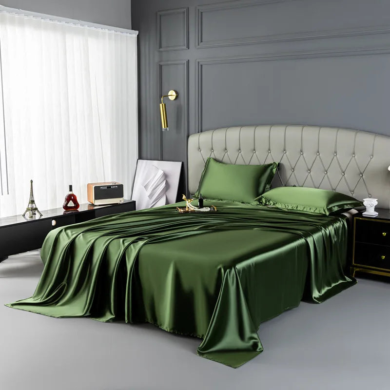 Afralia™ Mulberry Silk King Size Sheet Set - Luxury Soft Bed Cover in Solid Color