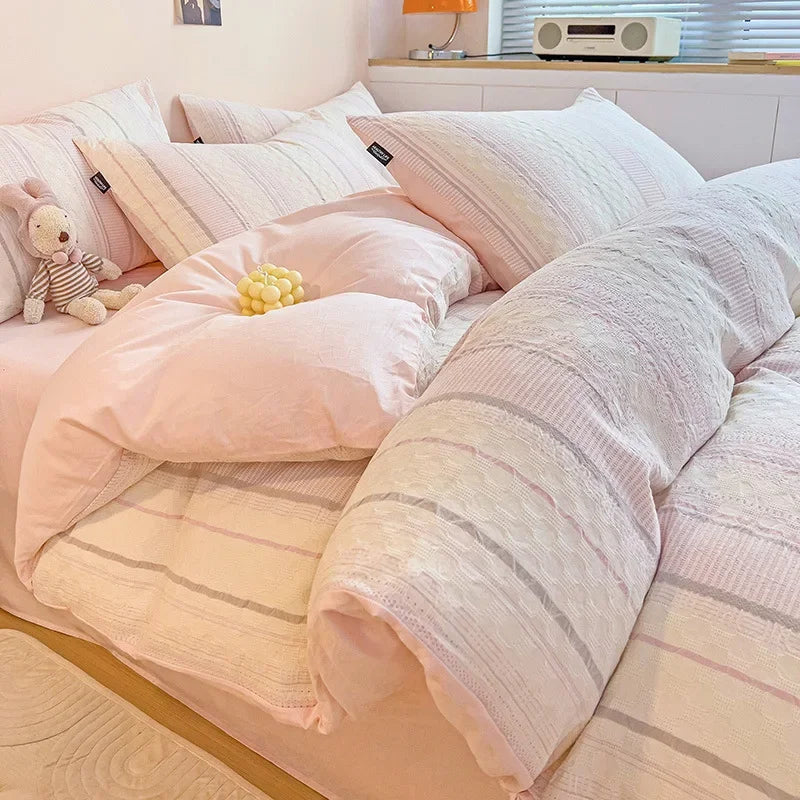 Afralia™ Jacquard Cotton Bedding Set for Queen King Size - Skin Friendly Comforter Cover