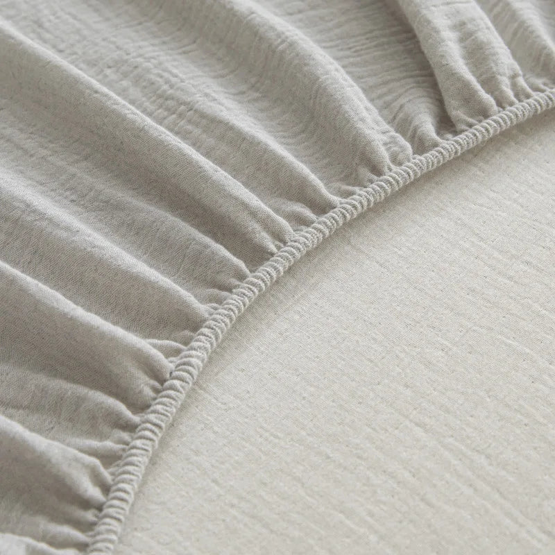 Afralia™ Cotton Fitted Sheet: Wrinkled Yarn, Nordic Comfort, All Seasons Bed Cover