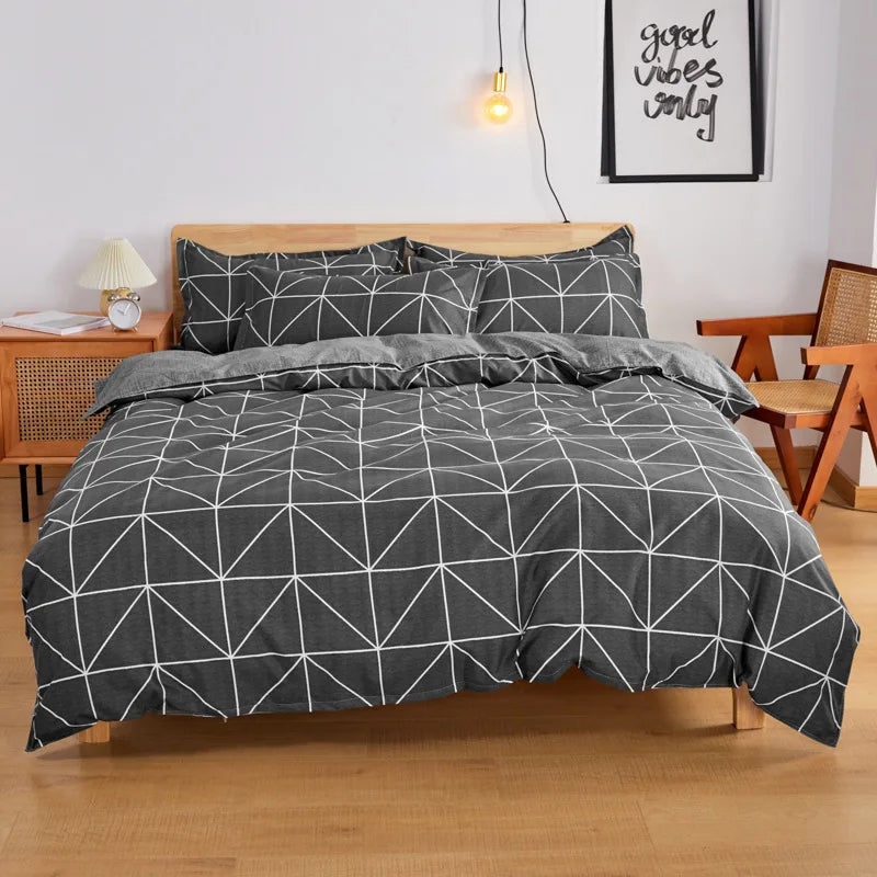 Afralia™ Soft Large Stripe Bedding Set: Brushed Duvet, Sheet, Pillowcases in Nordic Style