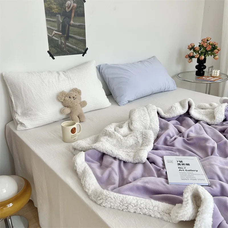 Afralia™ Cozy Lamb Wool Blanket: High-Quality Warm Velvet Quilt for All Seasons.