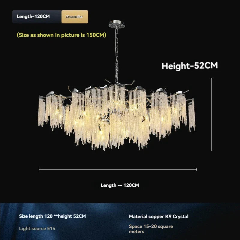 Afralia™ Crystal Tassel Pendant Light - Luxury Villa Chic for Living, Dining, Bedroom & Hotel