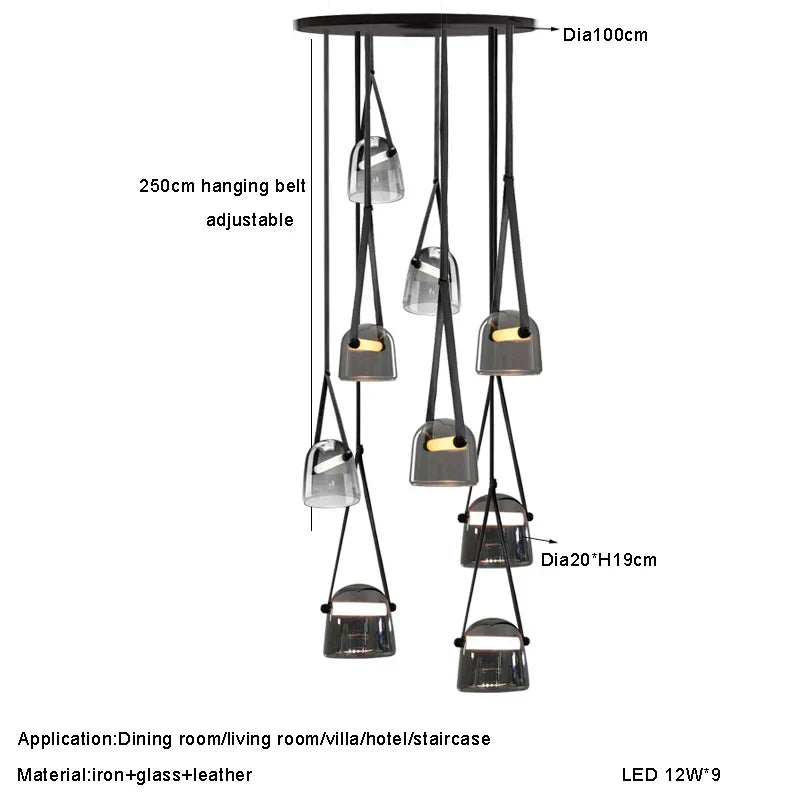 Afralia™ Luxury LED Crystal & Leather Chandelier for Living Room