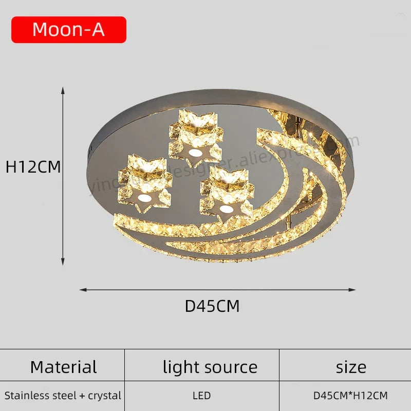 Afralia™ Heart Crystal LED Chandelier Modern Living Room Dining Ceiling Light