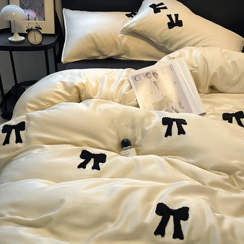 Afralia™ Embroidered Rayon Silk Bedding Set: Duvet Cover, Sheets, Pillowcases in Nordic Style