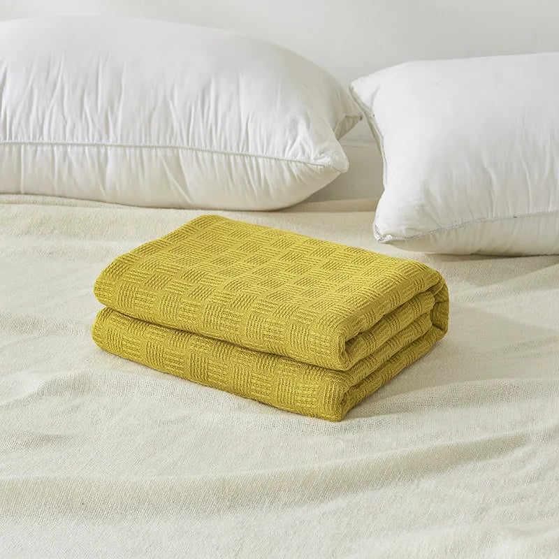 Afralia™ Pure Cotton Knitted Blanket: Summer Sofa Cover Comfort Queen Double Size Quilt