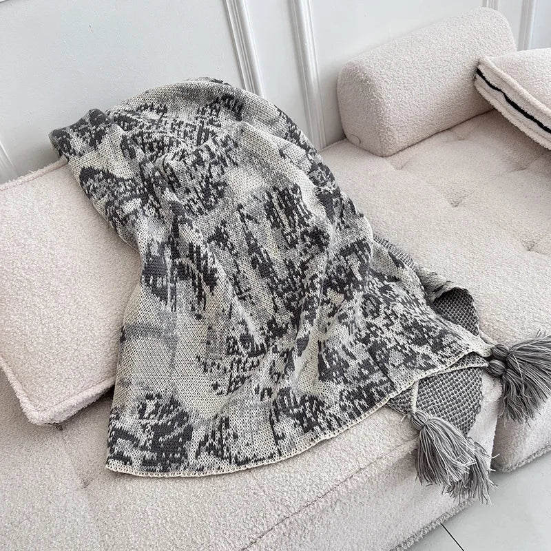 Afralia™ Bohemian Knitted Blanket for Picnic, Office, Bedroom, Sofa, Nap - Multi Purpose Cover
