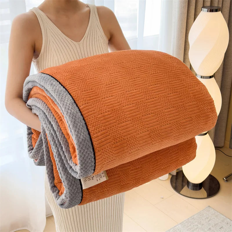 Afralia™ Carved Velvet Blanket: Soft, Warm Sofa Throw for Autumn & Winter