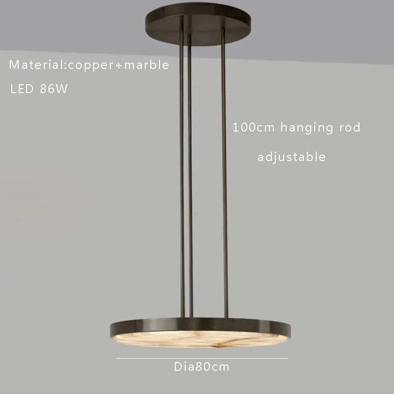 Afralia™ Round Spanish Marble Chandelier: Luxury Black Indoor Ceiling Light Fixtures for Dining Room