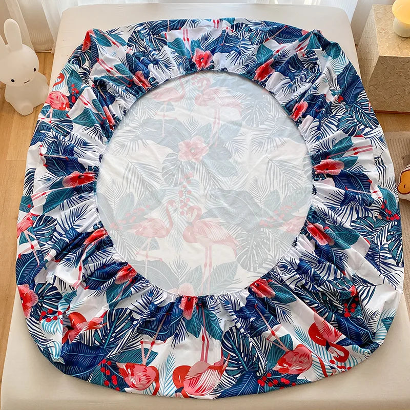 Afralia™ Printed Waterproof Fitted Bed Sheet Full Queen Size Bed Cover