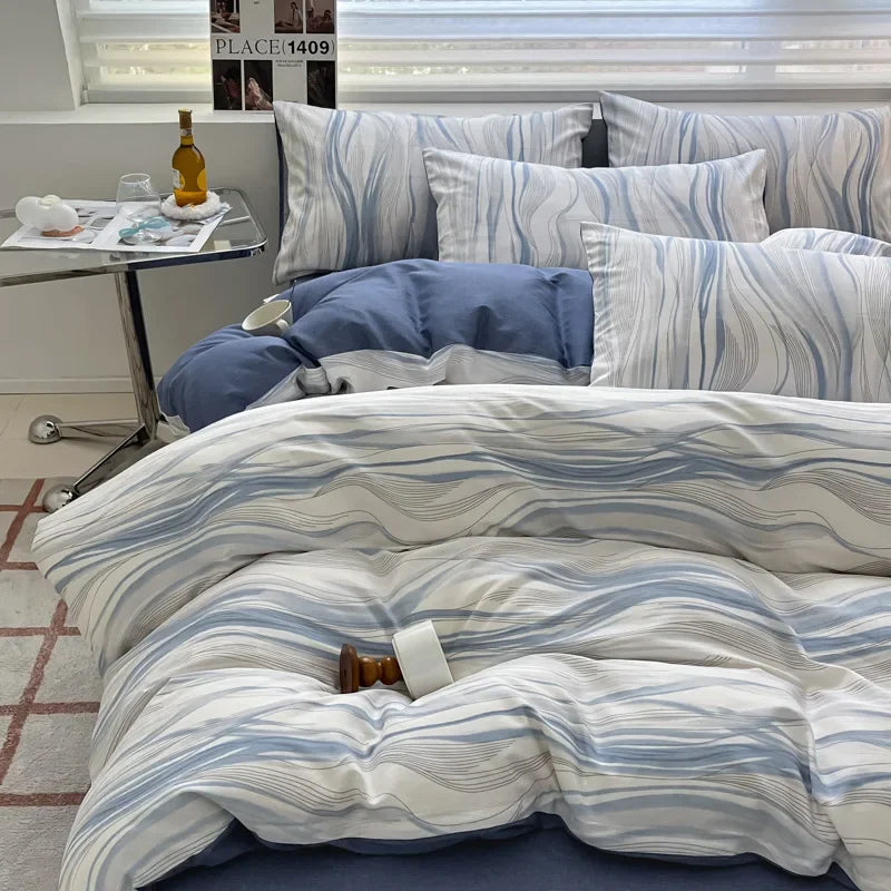Afralia™ Nordic Twill Printed Cotton Bedding Set for King/Queen Bed