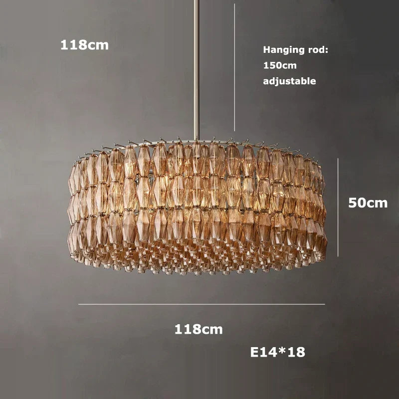 Afralia™ Art Deco Glass Shade Brass LED Chandelier - Luxury Black Dining Room Ceiling Light