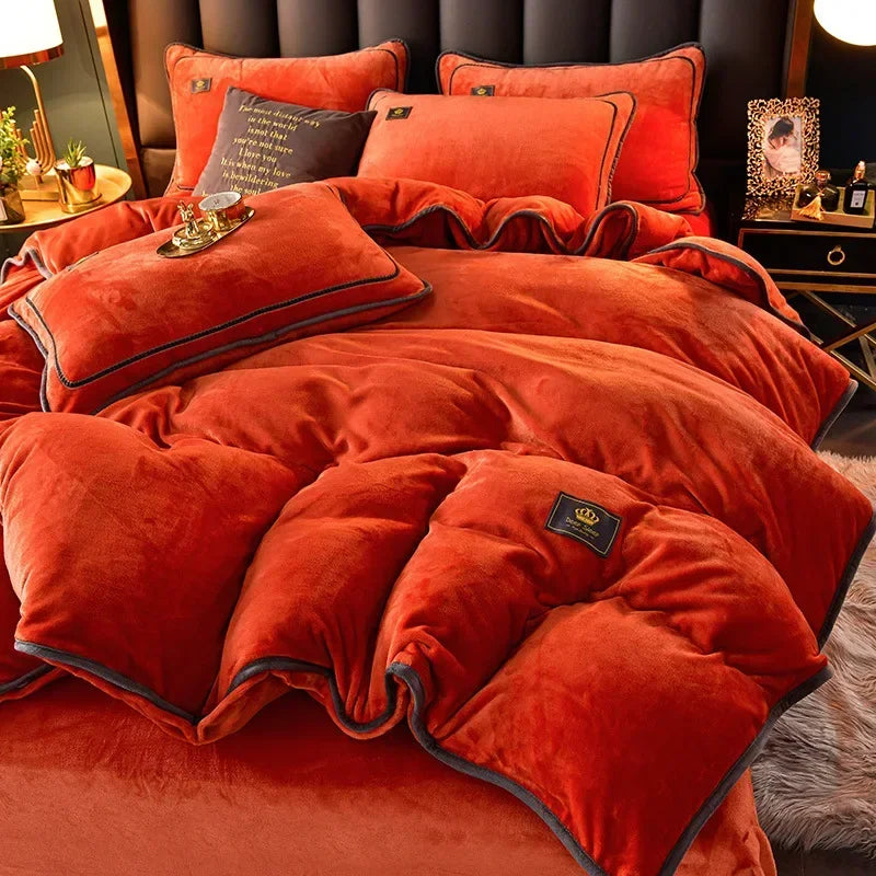 Afralia™ Plush Winter Bedding Set: Ultra-Thick Milk Fleece Duvet, Sheets, Comforter Cover & Pillowcases