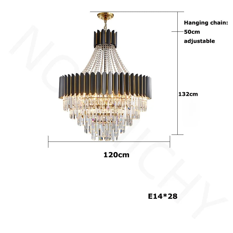 "Afralia™ Crystal Collection LED Black Gold Chandelier for Dinning Room"