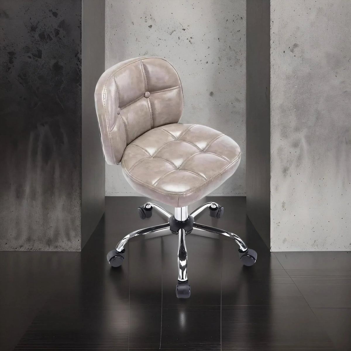 Afralia™ Velvet Office Stool Swivel Computer Chair, Adjustable Height, Low Backrest, Rolling Rocker