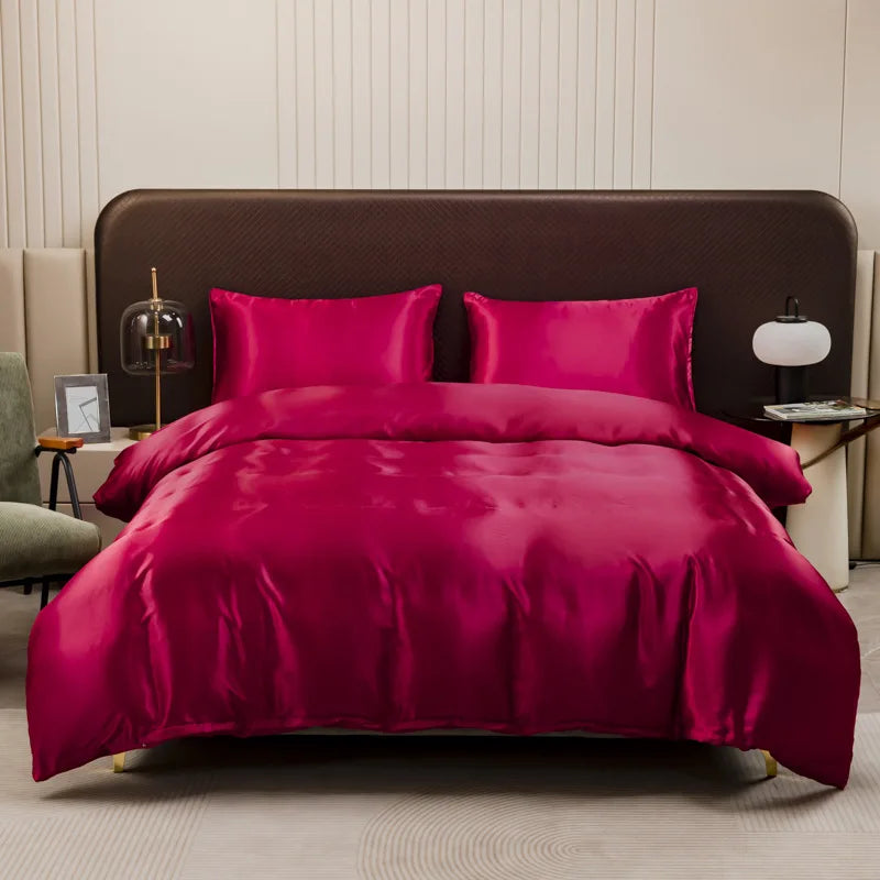 Afralia™ Ice Rayon Duvet Cover and Pillowcase Set: Smooth Comfort in Single & Double Sizes