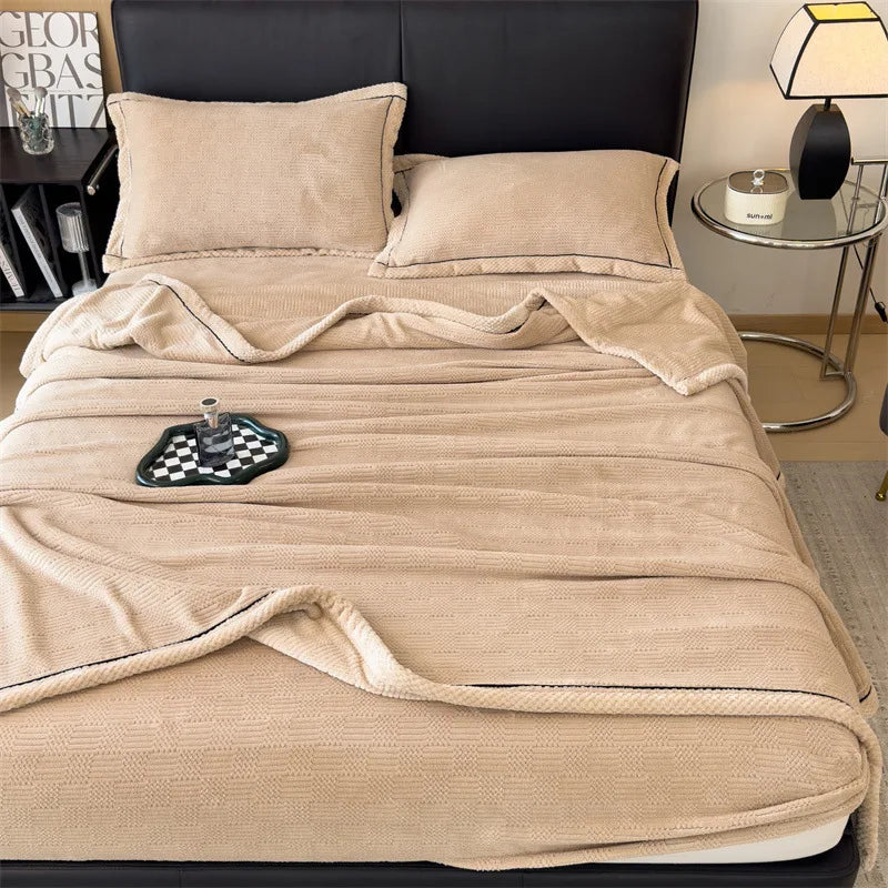 Afralia™ Carved Velvet Blanket: Soft, Warm Sofa Throw for Autumn & Winter