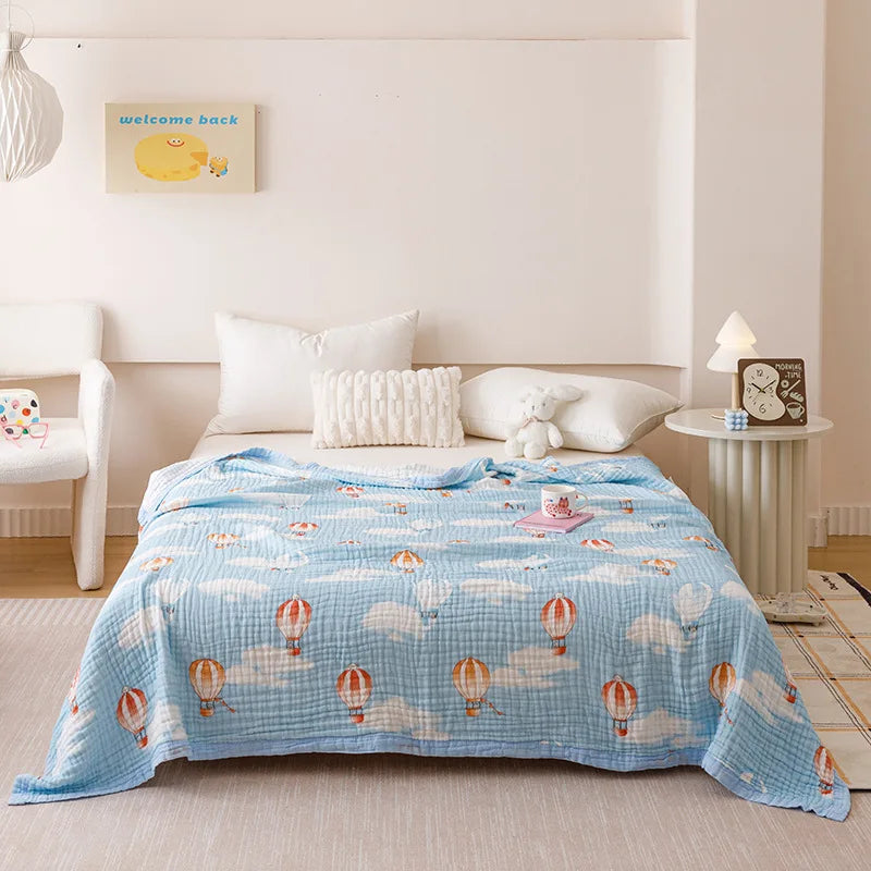 Afralia™ Six-Layer Cotton Towel Blanket: Bubble Gauze Bed Cover, Skin-Friendly, Summer Cool Quilt