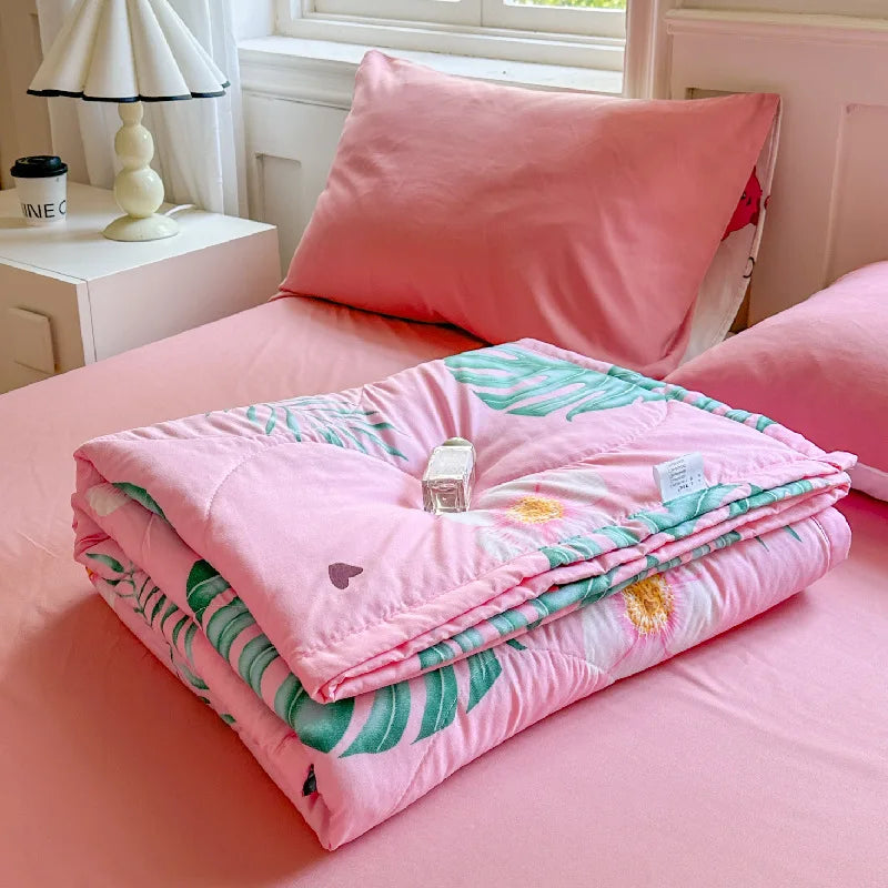 Afralia™ Floral Print Summer Quilt - Soft, Lightweight, Breathable Blanket