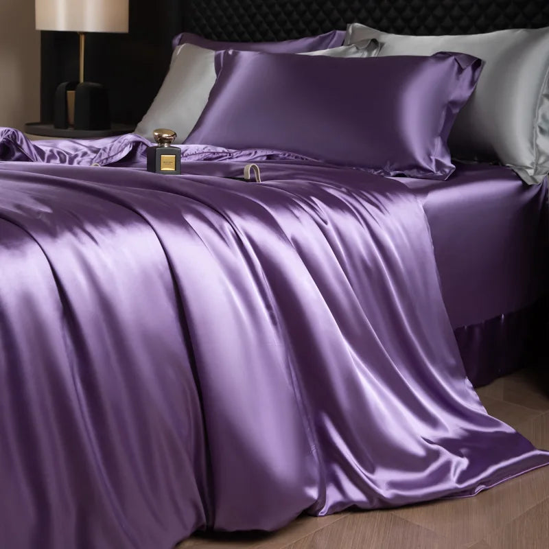 Afralia™ Silk Bedding Set: Smooth 100% Silk Comforter Cover Sets for Full Twin King Queen