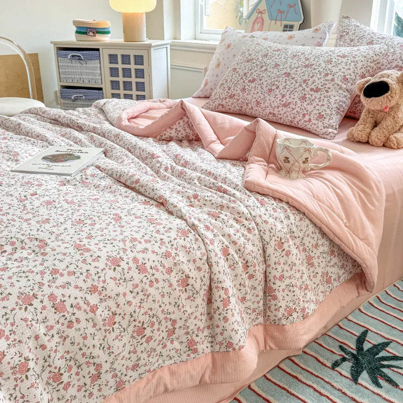 Afralia™ Floral Printed Quilted Bubble Cotton Duvet for Summer - Ultra-Soft Skin-Friendly Bedding