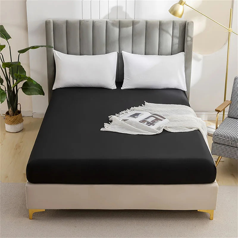 Afralia™ Brushed Fitted Mattress Cover with Deep Pockets – European Skin-Friendly, Durable Solid Bedding
