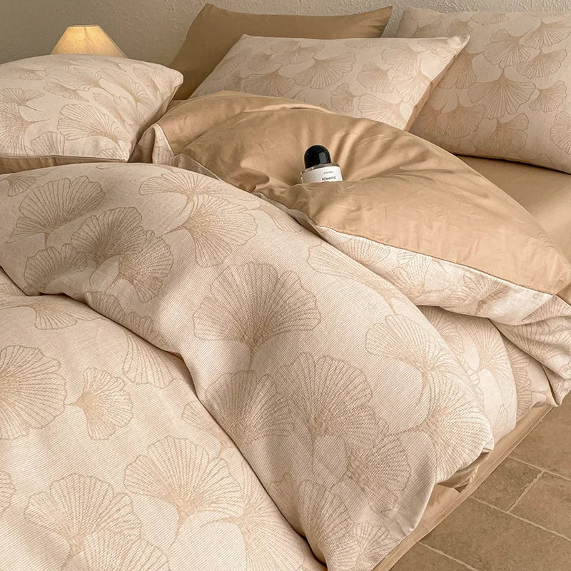 Afralia™ Luxury Jacquard 3-Layer Cotton Bedding Set - Soft & Skin-Friendly
