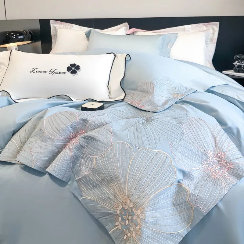 Afralia™ Chic Embroidered Cotton Bedding Set for Luxurious Home Décor