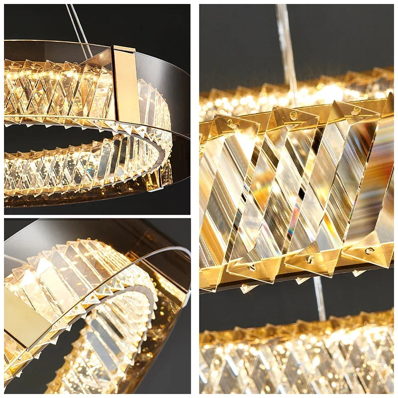 Afralia™ Crystal LED Ceiling Chandelier Modern Dimmable Luxury Light Fixture