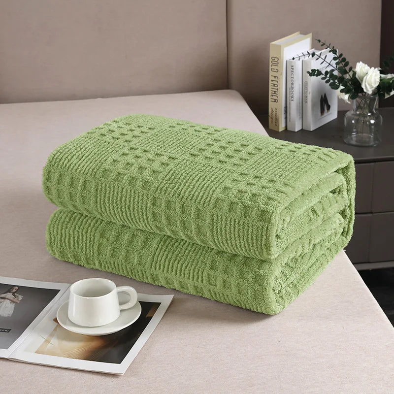 Afralia™ Velvet Waffle Blanket: Ultra Soft Coral Fleece Sofa Cover & Shawl