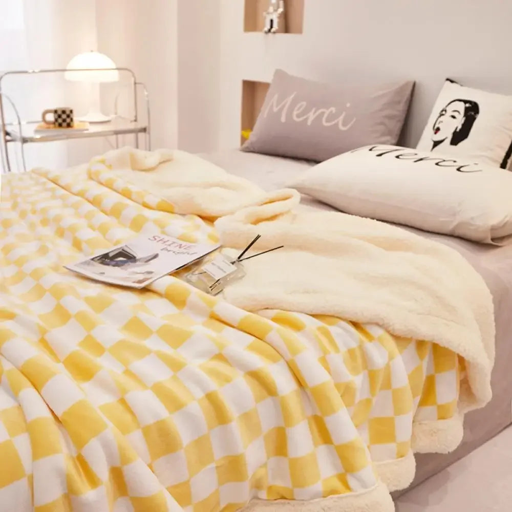 2024 Afralia™ Checkerboard Lamb Fleece Blanket Cover - Premium Printed Blanket Series