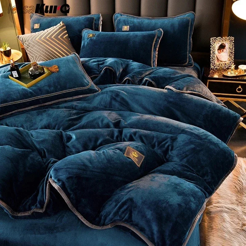 Afralia™ Plush Winter Bedding Set: Ultra-Thick Milk Fleece Duvet, Sheets, Comforter Cover & Pillowcases