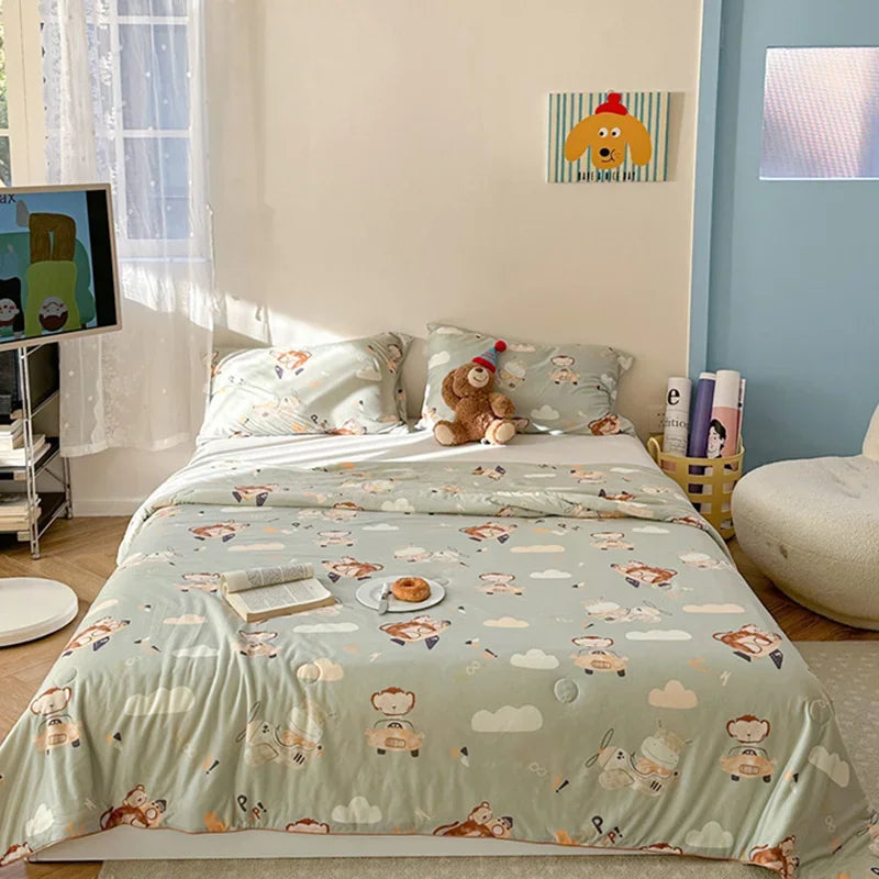 Afralia™ Children Cartoon Summer Cooling Quilt - Double Bed Breathable Thin Blanket Duvet