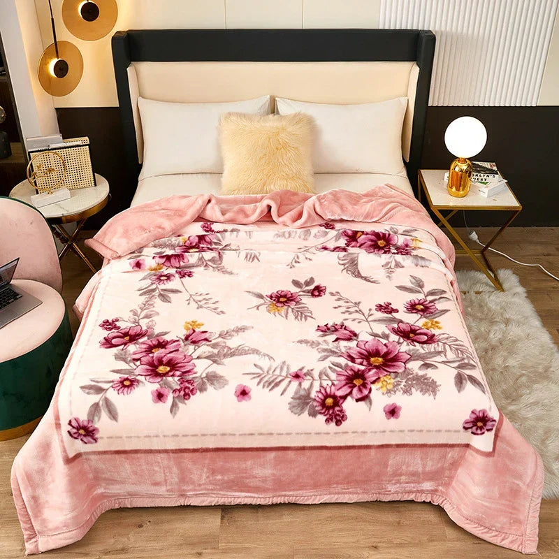 Afralia™ Winter Raschel Blanket: High-End, Warm, and Skin-Friendly for Single & Double Beds